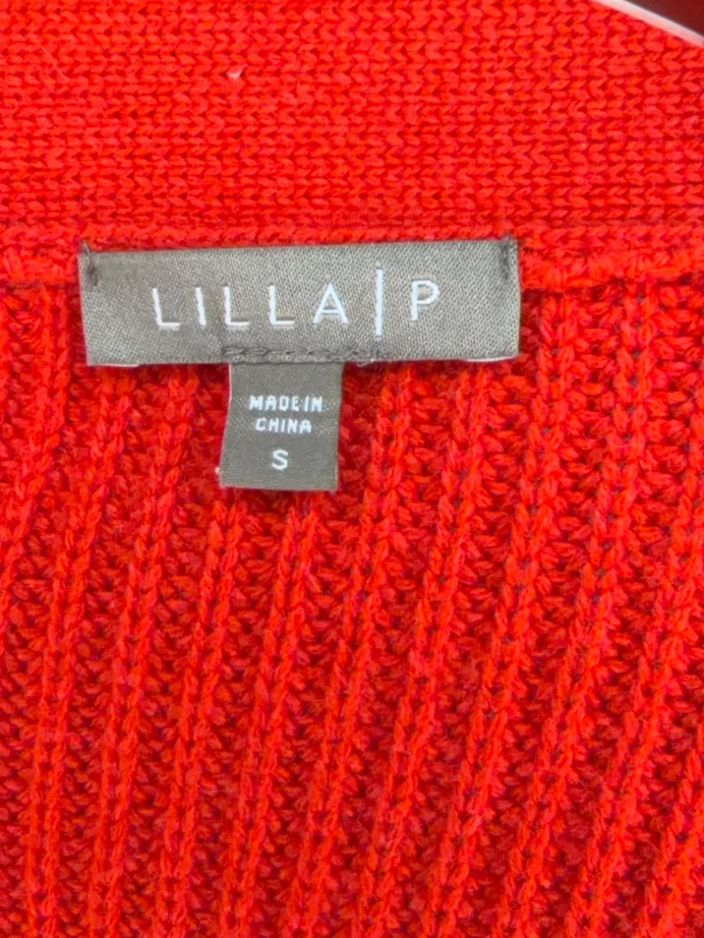 Lilla P Red Ribbed V-Neck Button Cardigan - Picture 9 of 10
